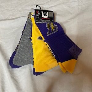New NBA Los Angeles Lakers Men's Crew Socks 3 Pairs Size 6-12 Men